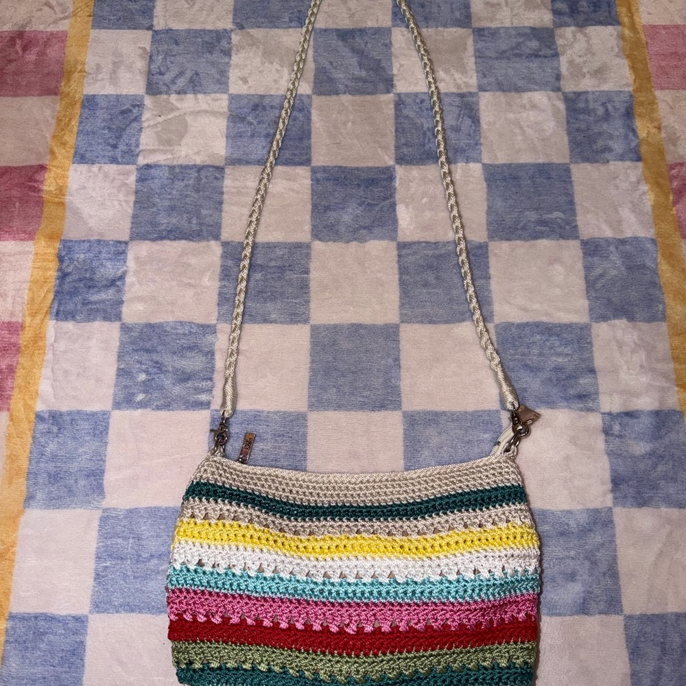 The SAK Hand-Crocheted Multicolor Crossbody Bag - Cream, Yellow, Pink, Green